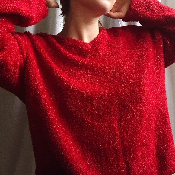 Red Fuzzy Sweater - Picture 3 of 3